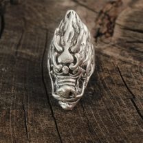 Antik Gümüş Renk Ejderha Kafası Model Ayarlanabilir Erkek Yüzük